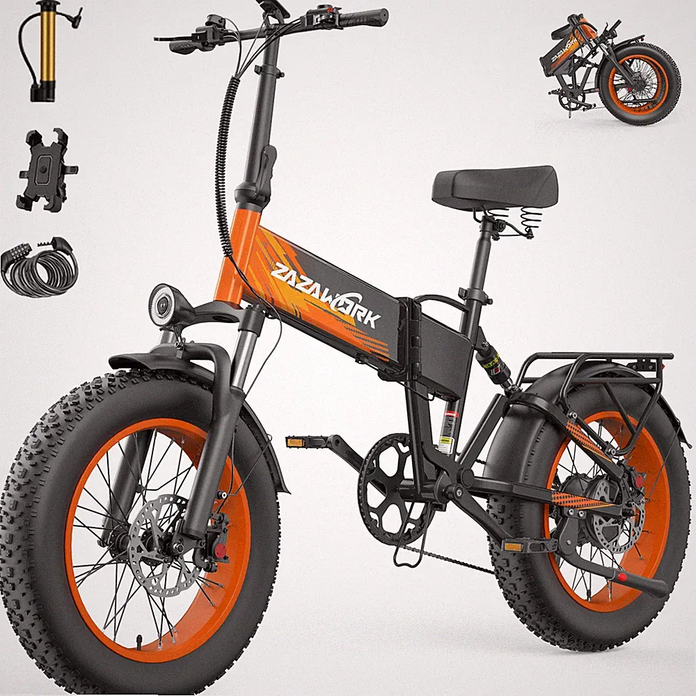1000W 20Zoll Elektrofahrrad Klapprad 48V 20Ah City E-Bike Faltbar ZAZAWORK 150km