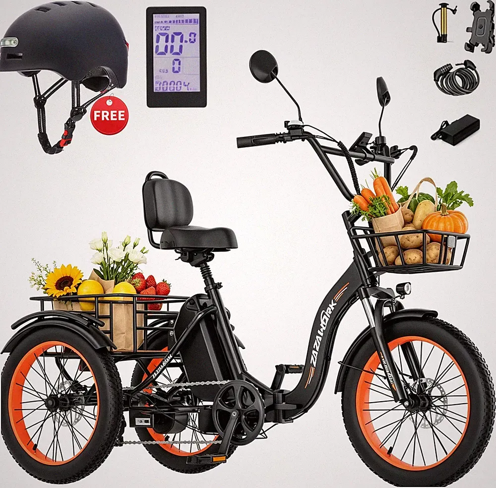 1000W E-Bike Klapprad Elektrodreirad 3 Räder 20AH 20 Zoll Lastendreirad E-Trike