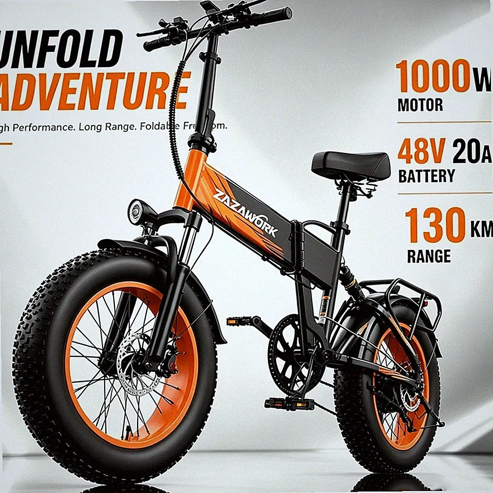1000W Elektrofahrrad 20Zoll E-bike 60Nm 130KM 48V E-MTB Klappbar FatTire Offroad