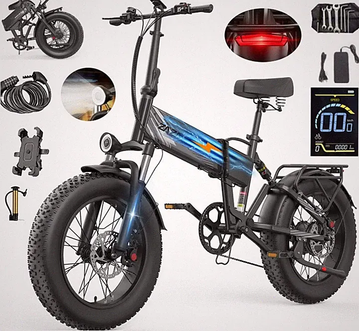 1000W Elektrofahrrad 48V 20AH E-Mountainbike 20Zoll E-Bike 45KM/H ZAZAWORK 120KM