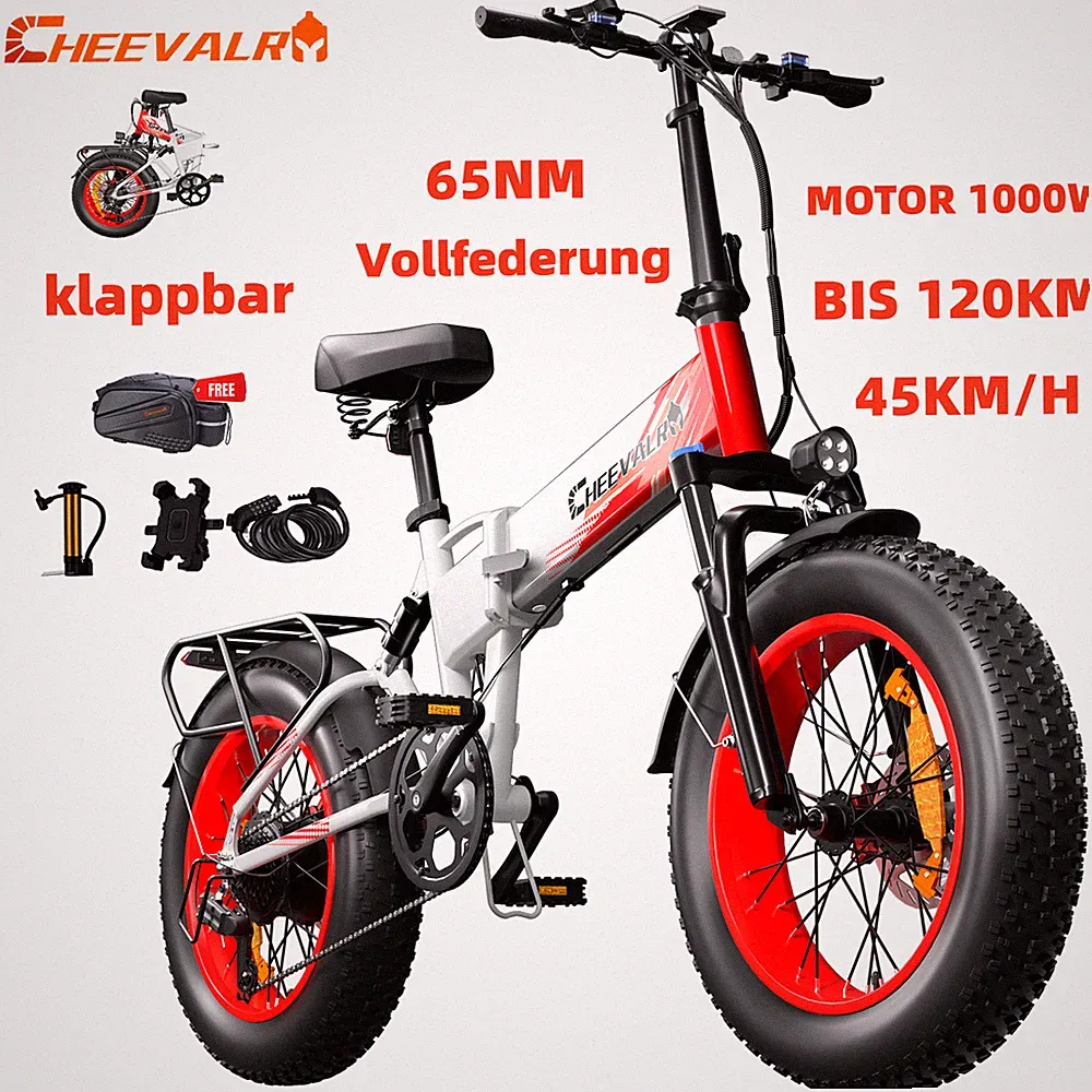 1000W Elektrofahrrad 48V20AH Klappbar 20Zoll SUV-Ebike 65NM E-Mountainbike 120KM