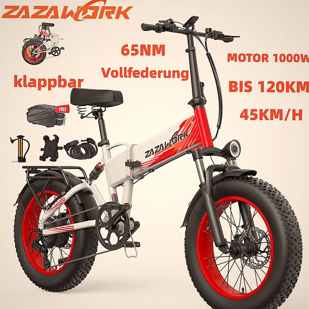 1000W Elektrofahrrad 48V20AH Klappbar 20Zoll SUV-Ebike 65NM E-Mountainbike 120KM
