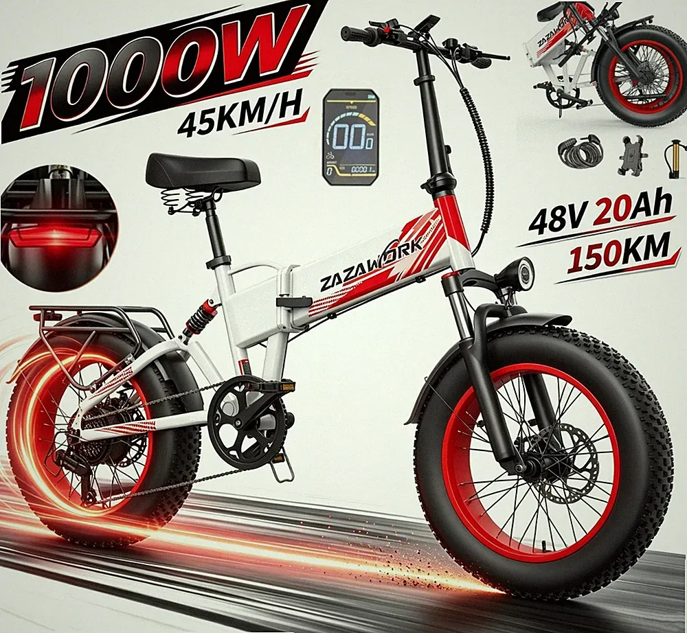 1000W Klapprad Elektrofahrrad 960Wh 20Zoll E-Fatbike Offroad E-Mountainbike 60Nm