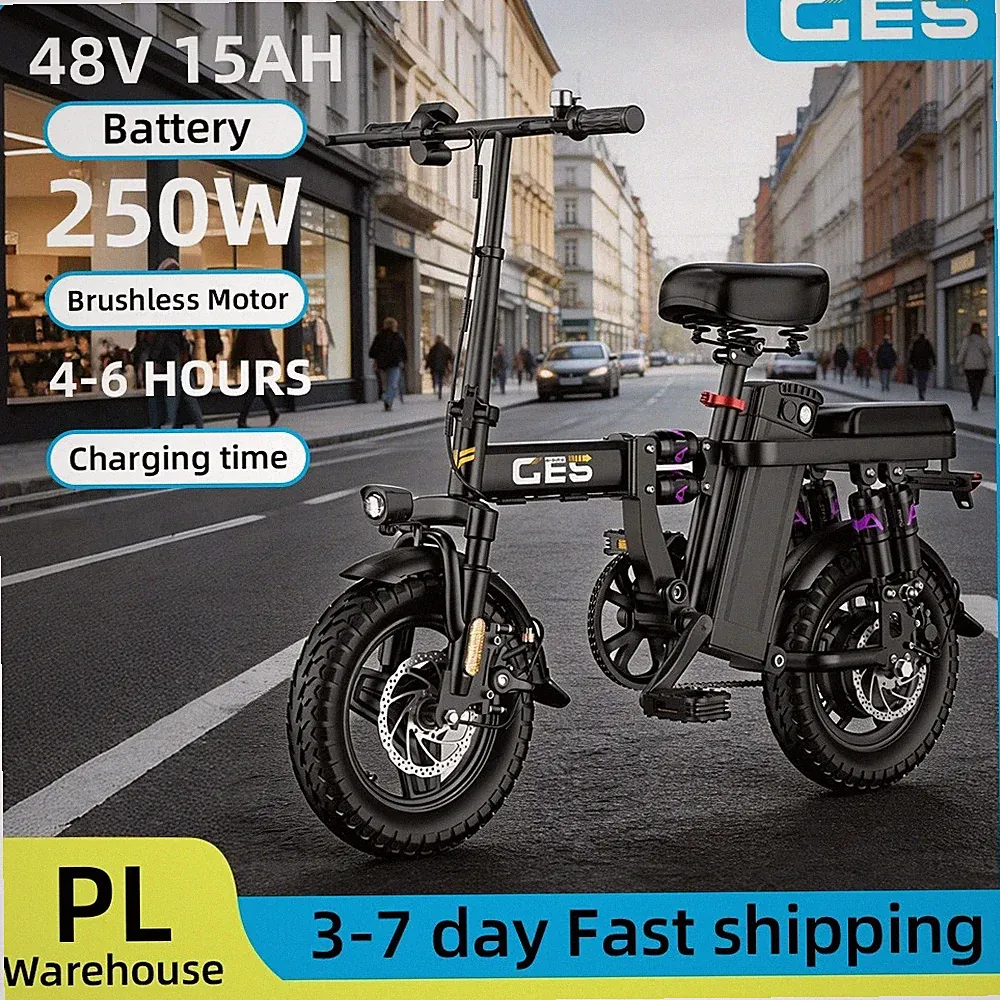 14" E-Bike LIZIFLY GE5 Klappbar Pedelec 500W Superfederung 15AH 25km/h 120kg