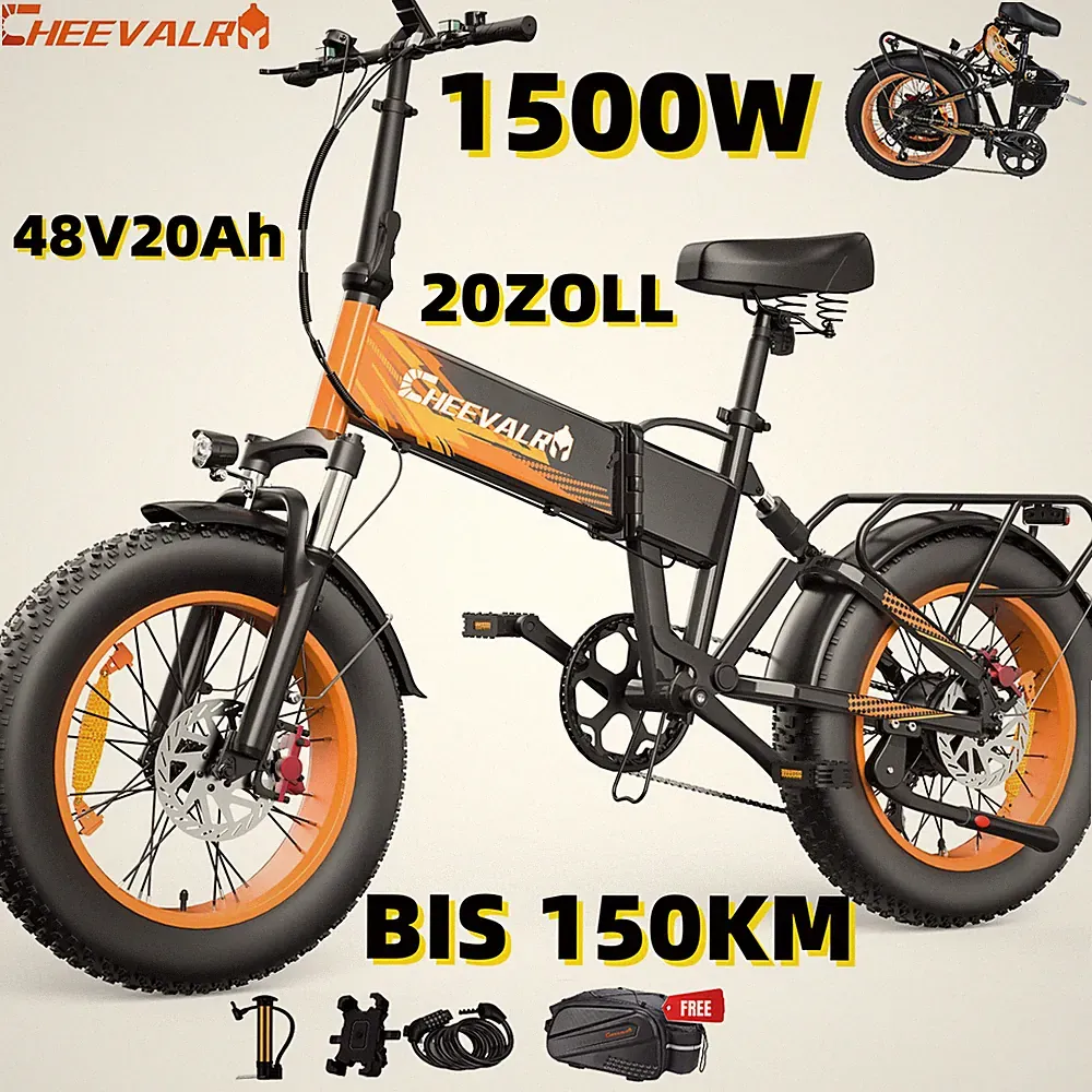 1500W Elektrofahrrad 20Zoll 48V20AH 150KM klappbar E-bike E-Mountainbike Offroad
