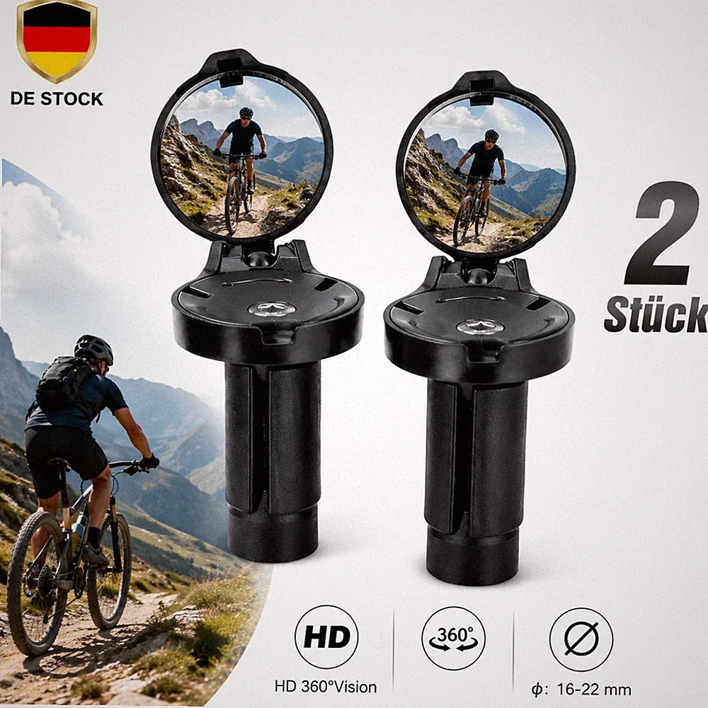 2 Stück Fahrradspiegel konvex schwenkbar klappbar Universal Mountainbike E-Bike