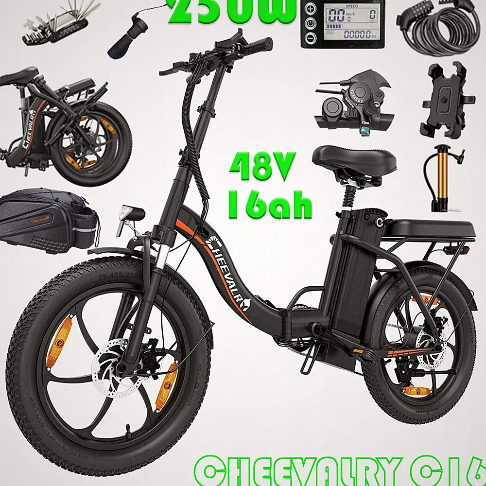 20*3 Zoll 48V 16AH Elektrofahrrad Klapprad 250W City E-Bike 120KM Cheevalry C16