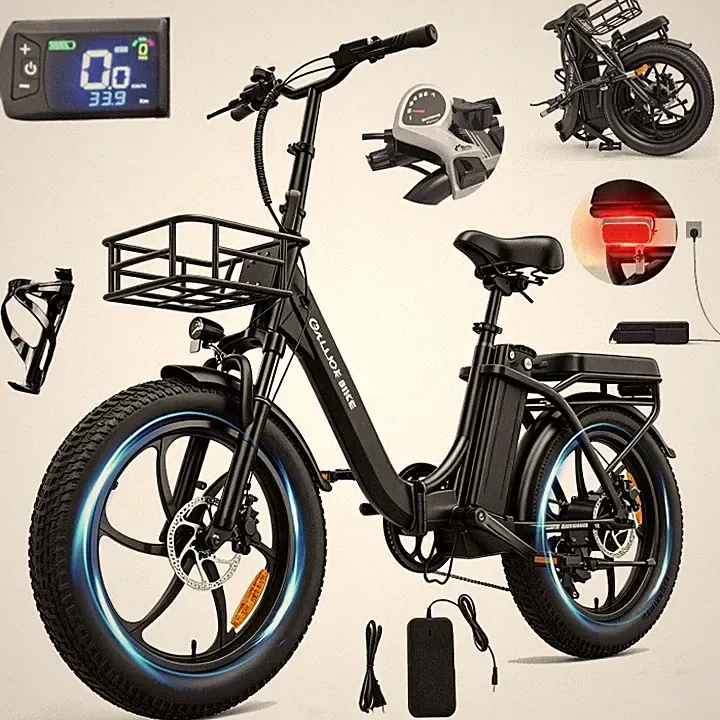 20" 750W Elektrofahrrad 48V 20Ah E-MTB Klapprad City E-Bike 150km Pedelec 7Gänge