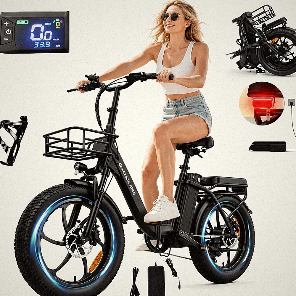 20" 750W Elektrofahrrad 48V 20Ah Klapprad Fatbike City E-Bike 150km 7Gänge Damen