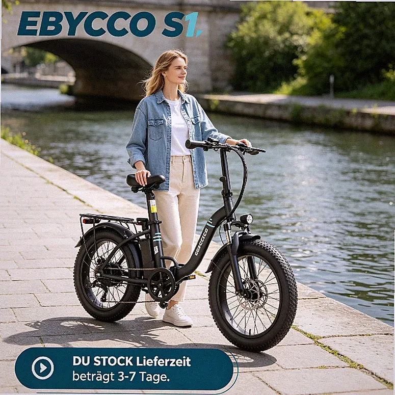 20" City E-Bike EBYCCO S1 Klapprad Elektrofahrrad 250W 10.4AH Pedelec 25KM/H EU
