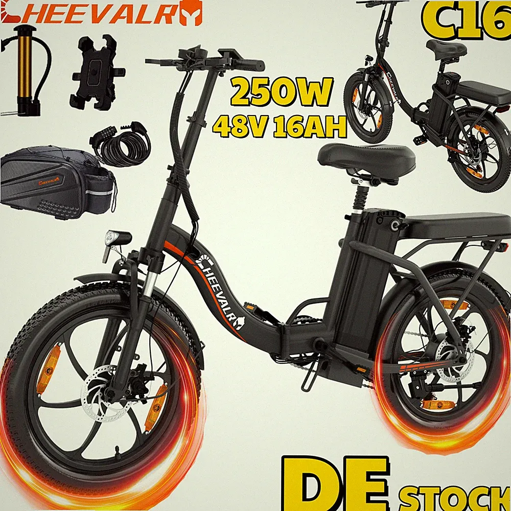 20'' E City Bike Klapprad Elektrofahrrad 250W E-Bike 16AH Shimano Cheevalry C16