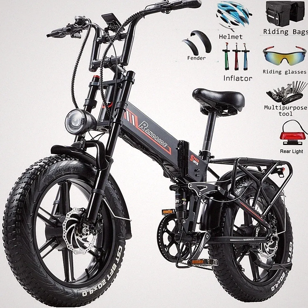 20'' E-Mountainbike 2000W 48V/20Ah Elektrofahrrad Doppelmotor Pedelec E-Bike