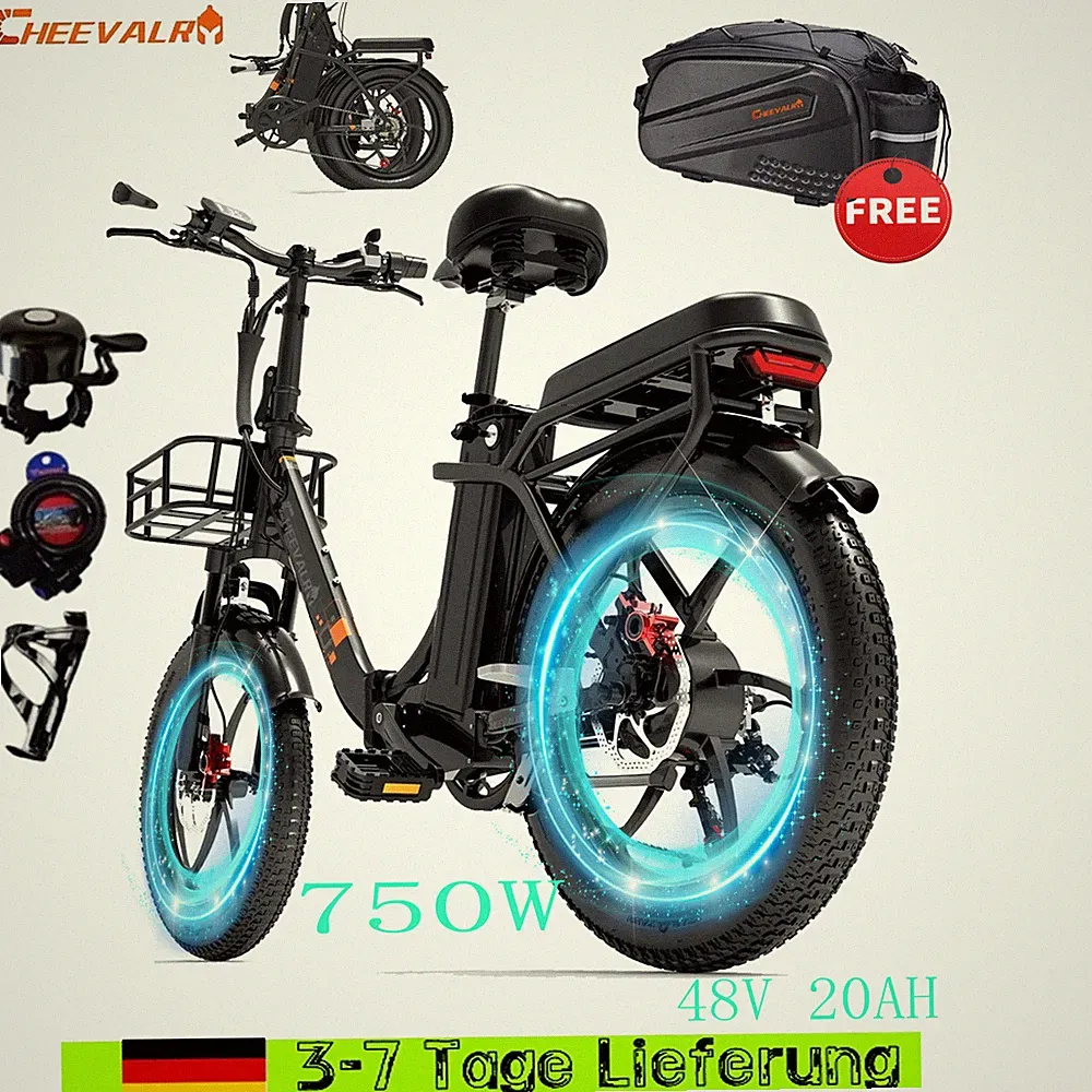 20" Elektrofahrrad Herren/Damen 48V 20AH Klapprad City E-Bike Fat Tire 150 KM