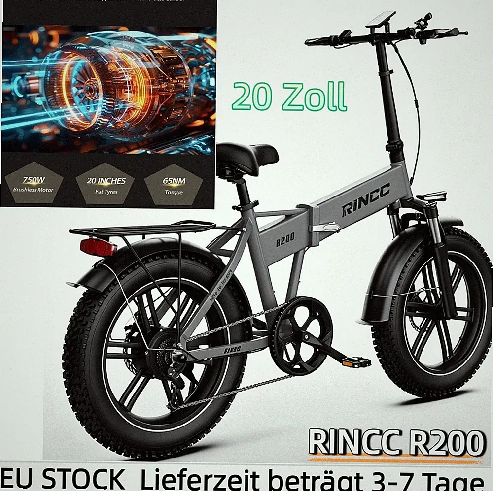 20" Fat Elektrofahrrad RINCC City E-Bike Klapprad 48V 15AH Shimano 7Gang LCD EU