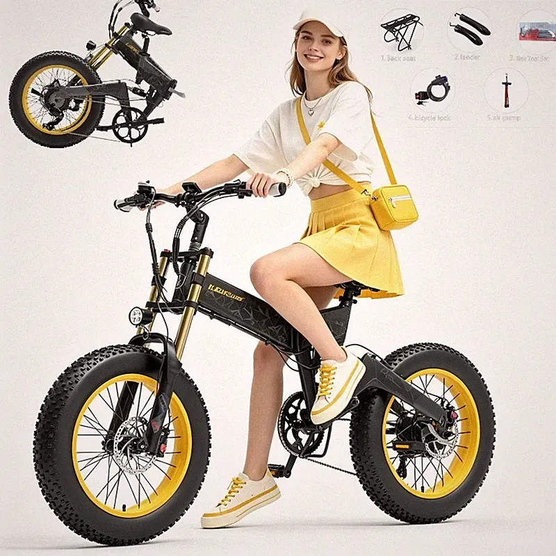 20" Klapprad City E-Bike 1000W Elektrofahrrad E-Bike 18Ah MTB E-Bike 7-Gänge