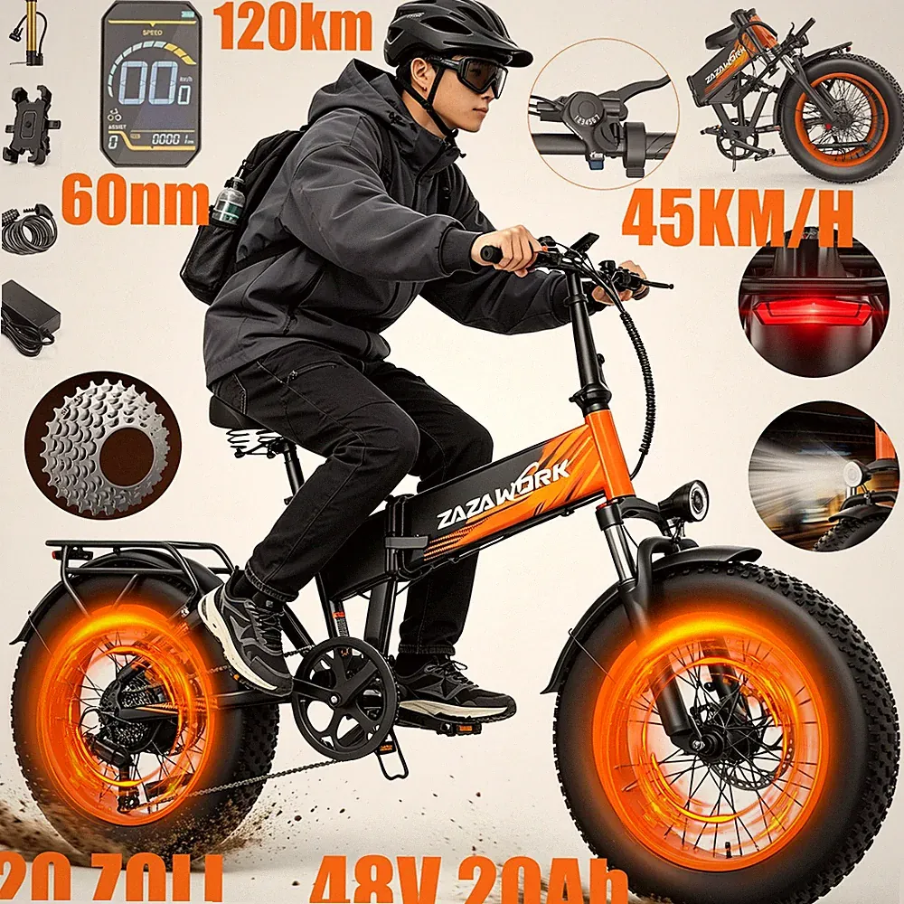 20 Zoll 1000W Klappbar Elektrofahrrad E-bike 48V 20AH E-Mountainbik Hydraulische
