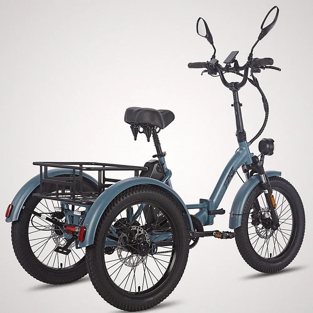 20 Zoll 3 Räder Fahrrad mit DrehGasGriff Elektrofahrrad Dreirad Klapprad E-Bike