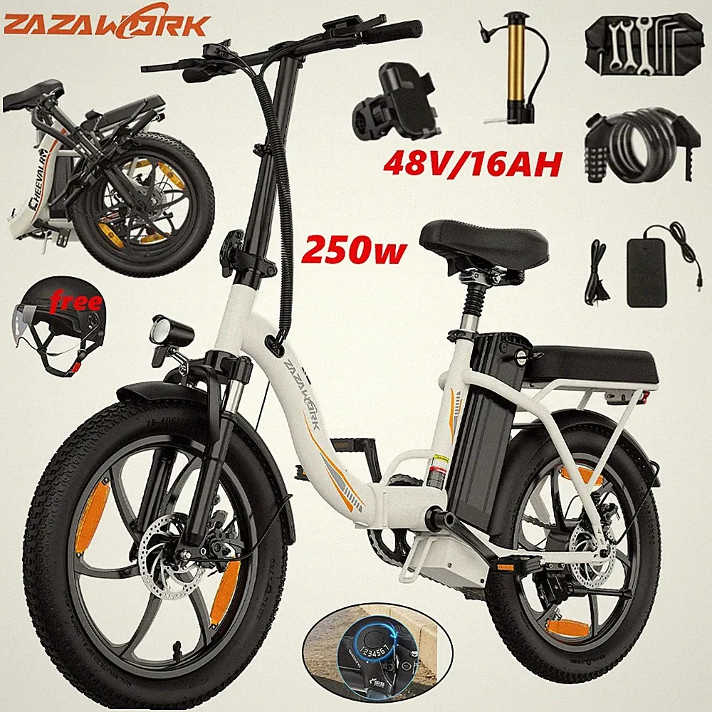 20 Zoll 48V 16AH Elektrofahrrad Klapprad E-Bike 250W Pedelec Fat City Bike 100KM