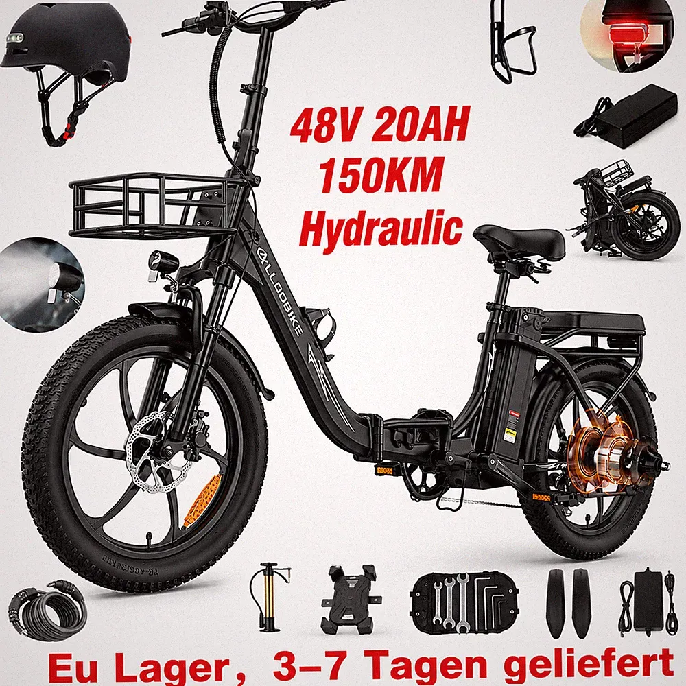 20 Zoll 750W Elektrofahrrad 48V 20AH E-Bike Klapprad Herren/Damen 7 Gange 150KM