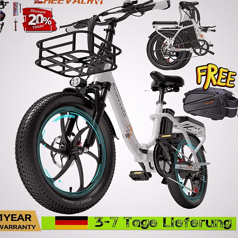 20 Zoll City E-Bike Herren/Damen 48V 20AH Klapprad Fatbike Elektrofahrrad 25km/h