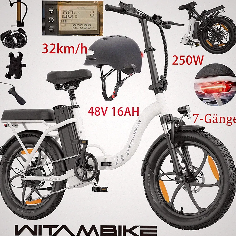 20 Zoll Damen E‑Bike Klappbar City Bike 48V 16AH 7‑Speed Pedelec bike 100KM