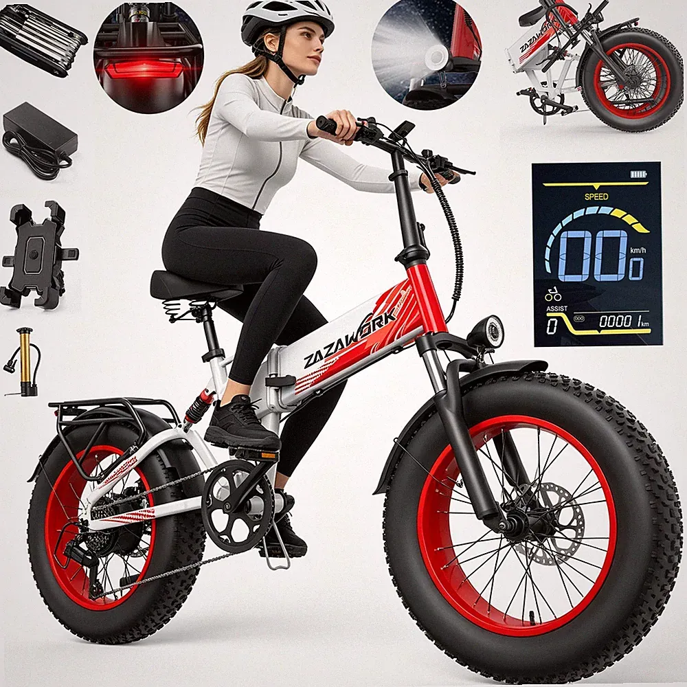 20 Zoll E-Bike 1000W Klapprad Damen Elektrofahrrad 20Ah Fatbike E-Mountainbike