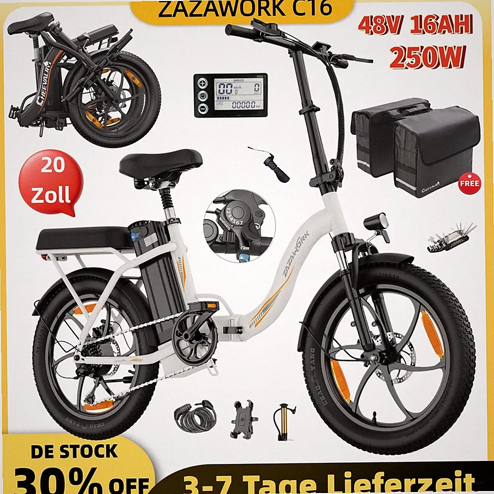 20 Zoll E-Bike Klapprad Elektrofahrrad 250W 48V/16AH E-City Bike Shimano 7-Gänge