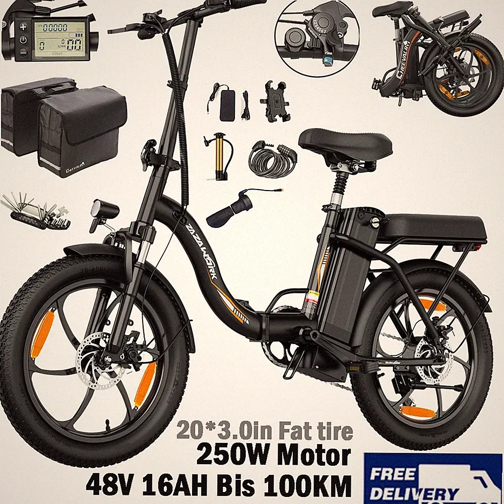 20 Zoll Elektrofahrrad 48V 16AH E-Bike 250W Klapprad E-City Bike Pedelec 100KM
