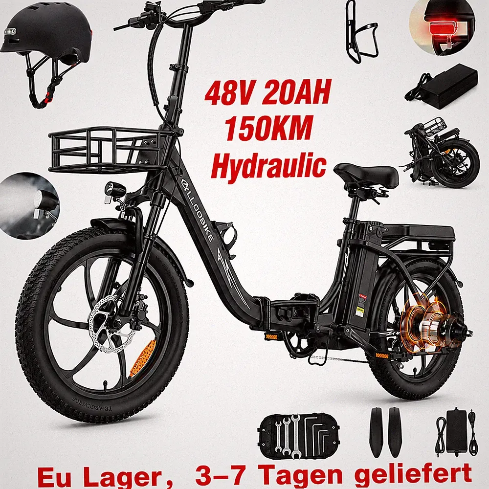 20 Zoll Elektrofahrrad 48V 20AH City E-Bike Klapprad Herren/Damen 7 Gange 150KM