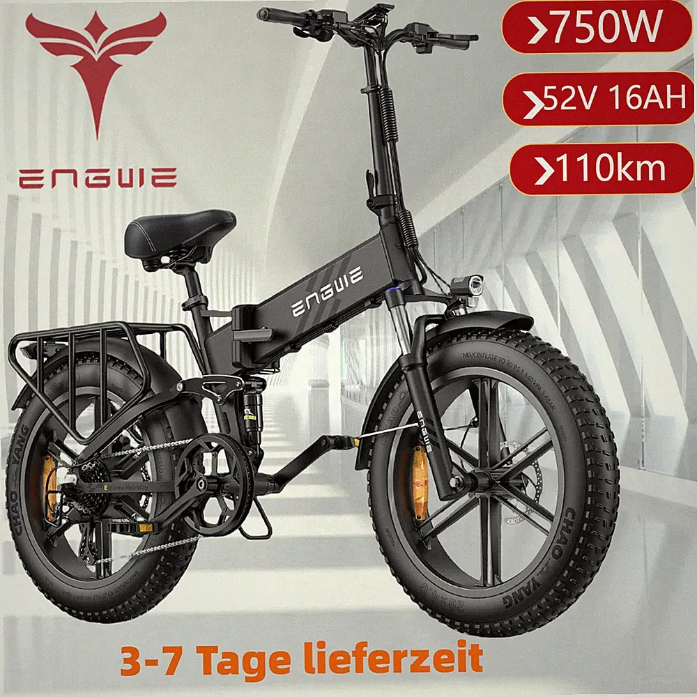 20 Zoll Elektrofahrrad 750W Klappbar Fat Tires Mountainbike MTB E-Bike 48V 16AH