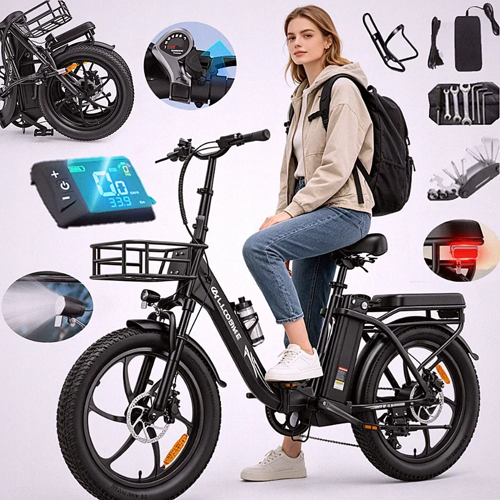 20 Zoll Elektrofahrrad Damen 48V 20AH 32KM/H Klapprad Fatbike City E-Bike 150km