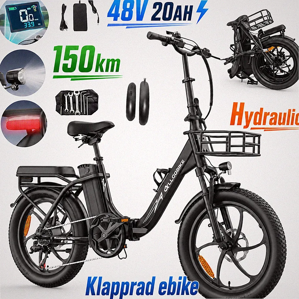 20 Zoll Elektrofahrrad Herren/Damen 48V 20AH Klapprad City E-Bike 7 Gange 150KM