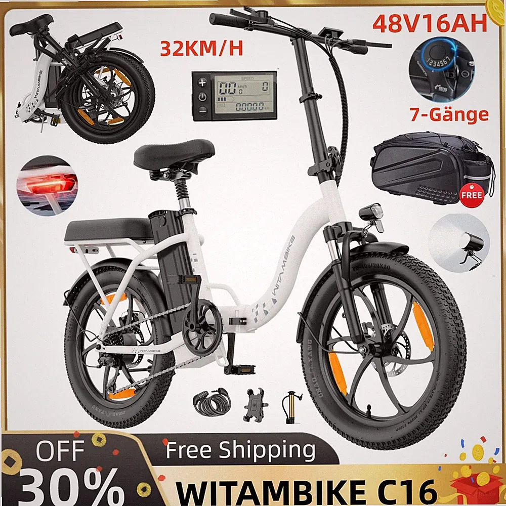 20 Zoll Elektrofahrrad Klapprad 48V 16AH 250W Fahrrad Pedelec City E-Bike 120KM
