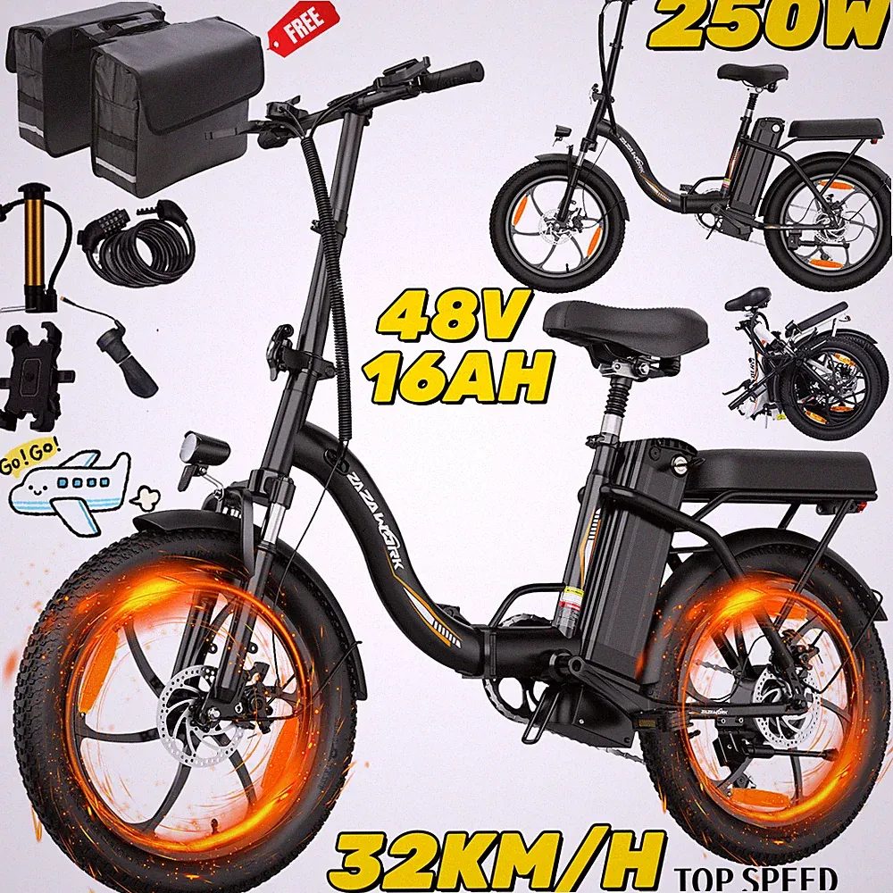 20 Zoll Elektrofahrrad Klapprad E-Bike 250W 48V16AH Pedelec Fat E-Citybike 100KM