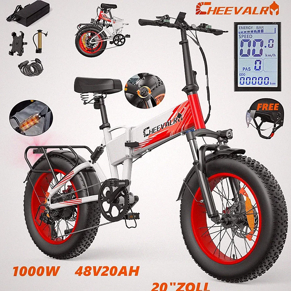 20 Zoll Herren/Damen Klapprad Fatbike E-Bike 1000W 48V 20Ah Elektrofahrrad 150km
