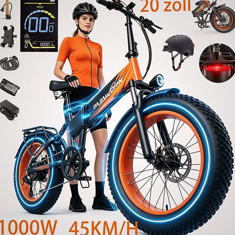 20 Zoll Klappbar Elektrofahrrad 1000W E-Mountainbike 48V20AH 45KM/H 120KM E-bike