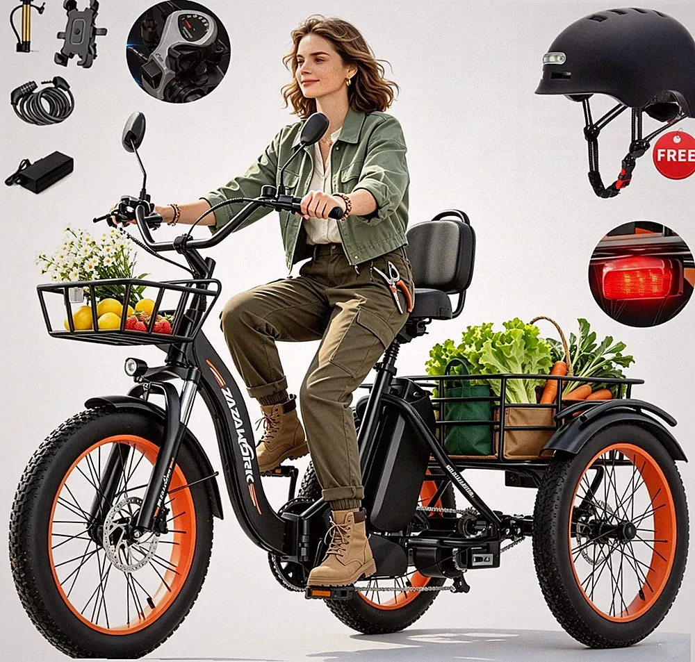 20 Zoll Klapprad Cargo E-Bike Elektro Dreirad 48V 20AH 3-Rad Elektrofahrrad Korb