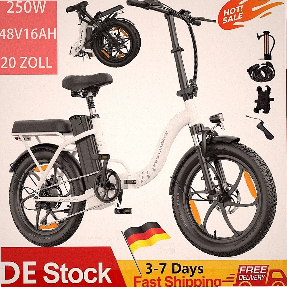 20 Zoll Klapprad E-Bike 250W 48V Pedelec Damen Herren Elektrofahrrad 100km