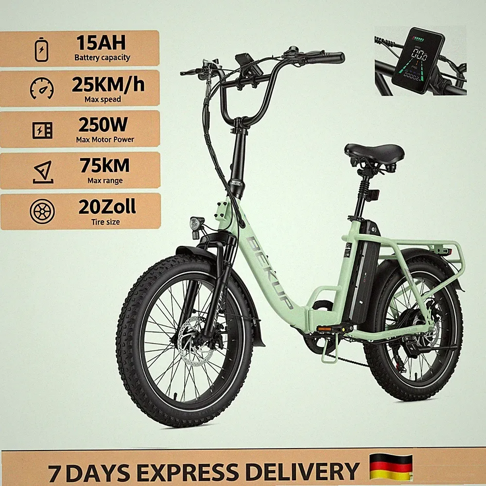 20 Zoll Mountainbike E-Bike Klapprad Elektrofahrrad 250W E-Citybike Pedelec 15Ah