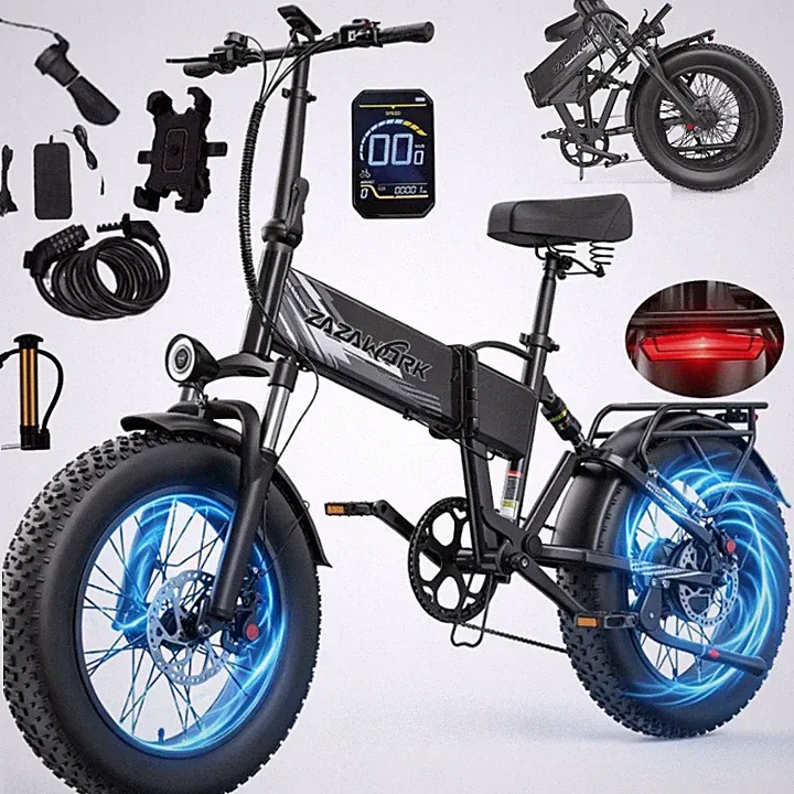 20Zoll 1000W Elektrofahrrad 48V 20AH E-Mountainbike E-Bike 45KM/H ZAZAWORK 120KM