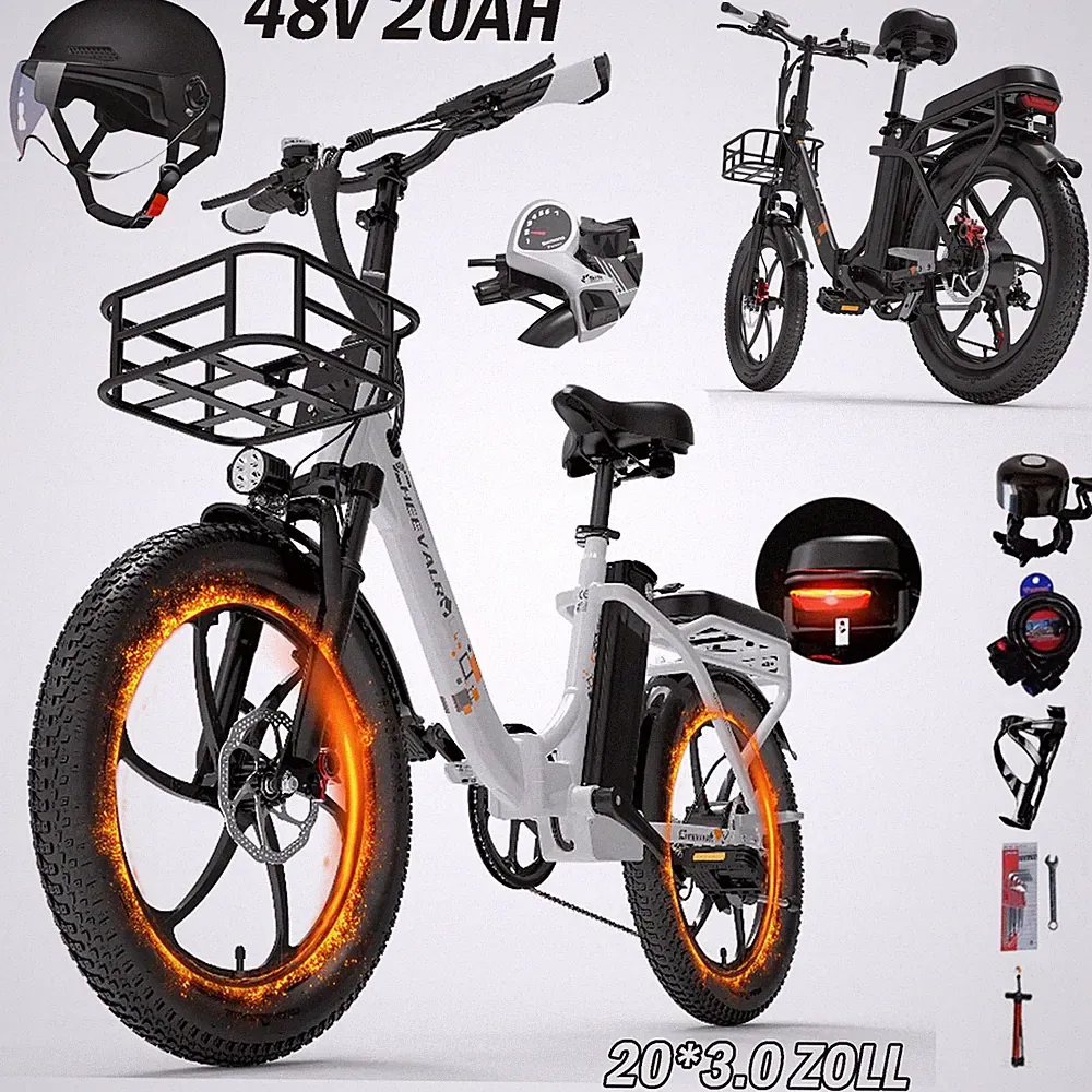 20Zoll E-City bike 48V 20Ah Elektrofahrrad 750W Klappbar Fatbike E-bike 25km/h
