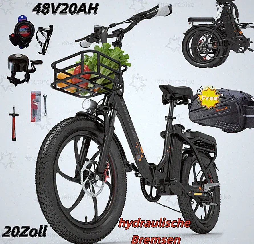 20Zoll Klapprad Elektrofahrrad 150km E-Mountainbike 48V20AH City E-Bike Faltrad