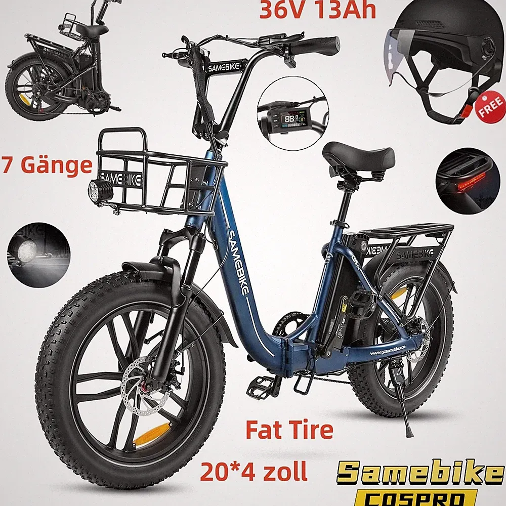 20Zoll Samebike Elektrofahrrad 36V13Ah Herren/Damen Klapprad Fat Tire E-Citybike