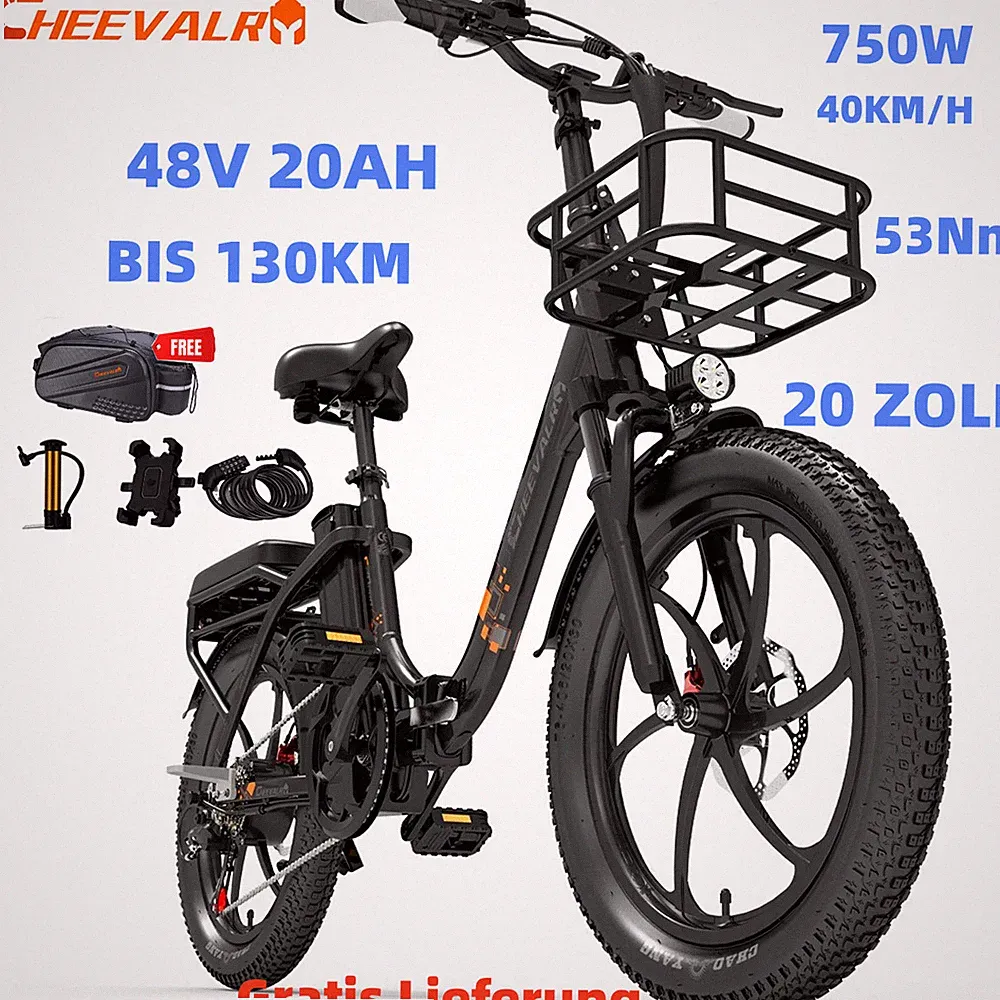 250W City E-bike 48V 20AH 20Zoll Elektrofahrrad Klapprad 130KM FatTire Ölbremse