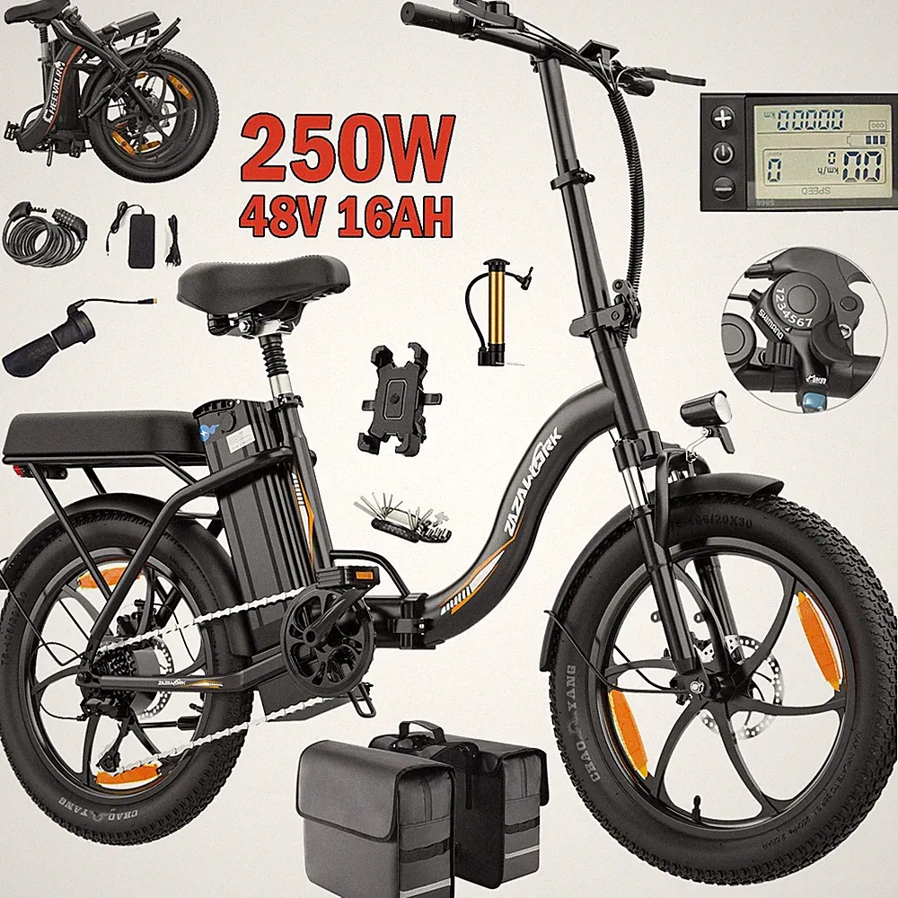 250W E-bike 20 ZOLL Elektrofahrrad 48V 16AH Klappbar E-City Bike Pedelec 100KM