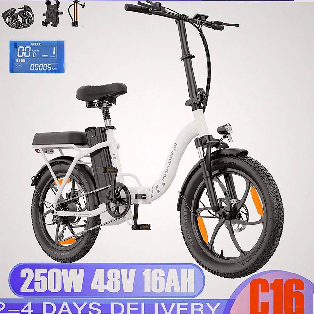 250W Elektrofahrrad 48V 16Ah Klapprad City Coummuter E-bike 20*3 Zoll E-Fahrrad