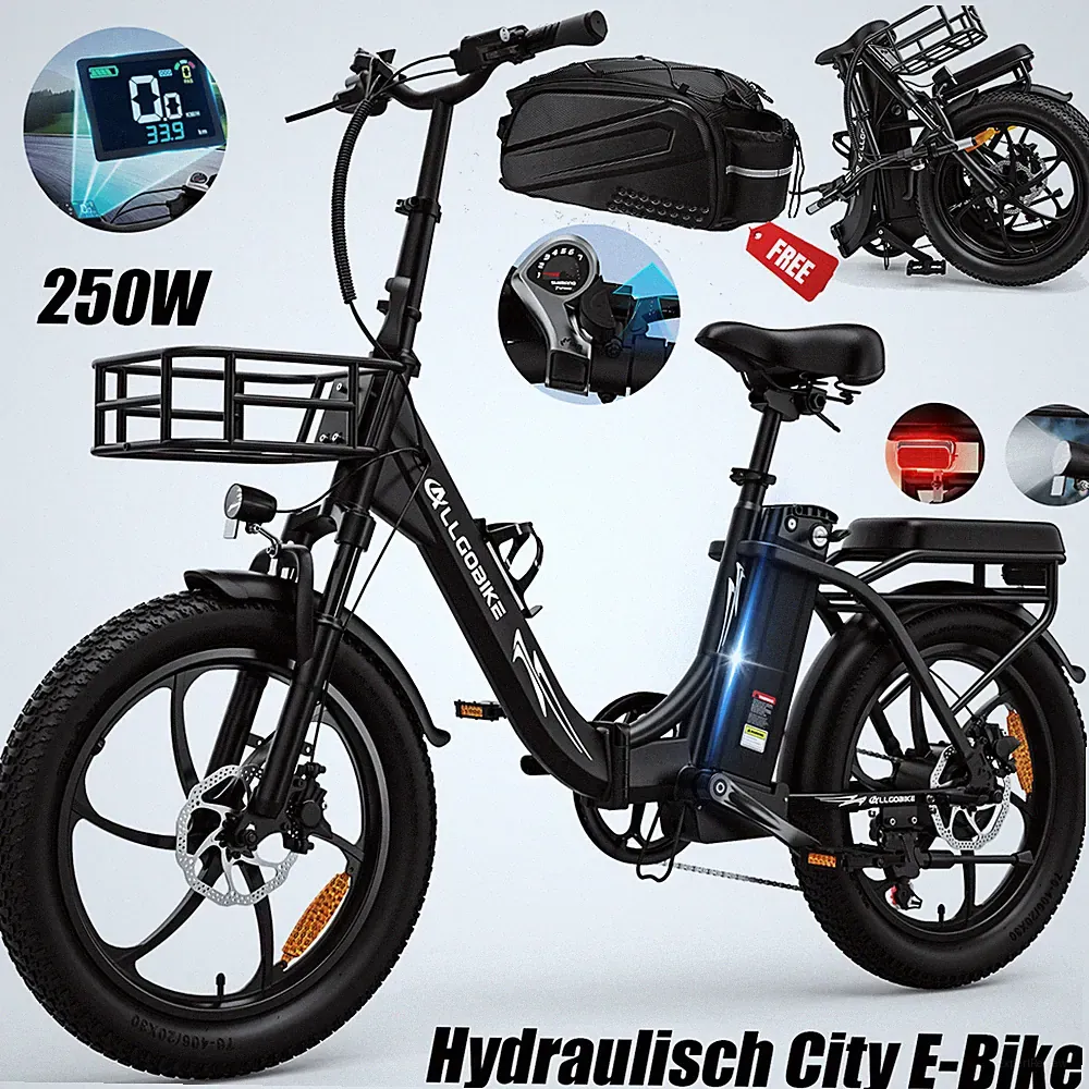 250W Elektrofahrrad 48V 20AH 20 Zoll Klapprad City E-Bike 150KM ALLGOBIKE AC20