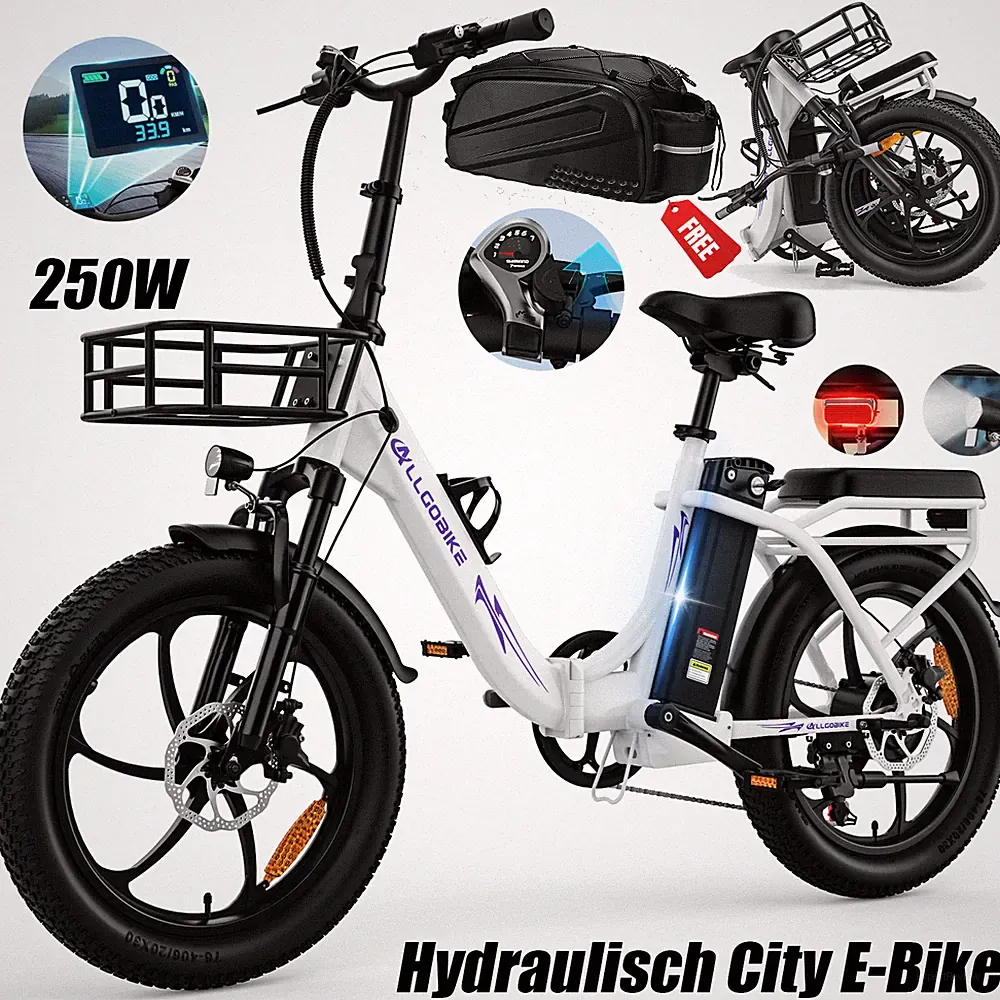 250W Klapprad Elektrofahrrad 20AH 20Zoll City E-Bike CoummuteBike ALLGOBIKE AC20
