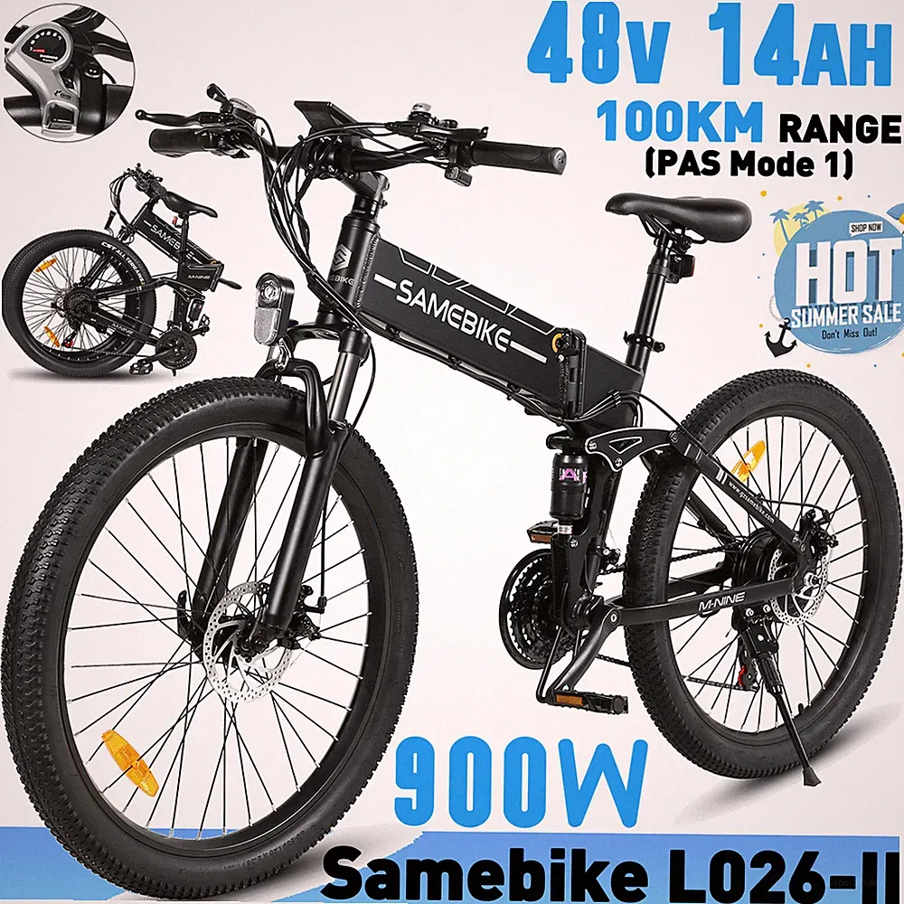 26" Fatbike Samebike LO26-II 900W Elektrofahrrad 48V14AH Klappbar E-MTB 100KM EU