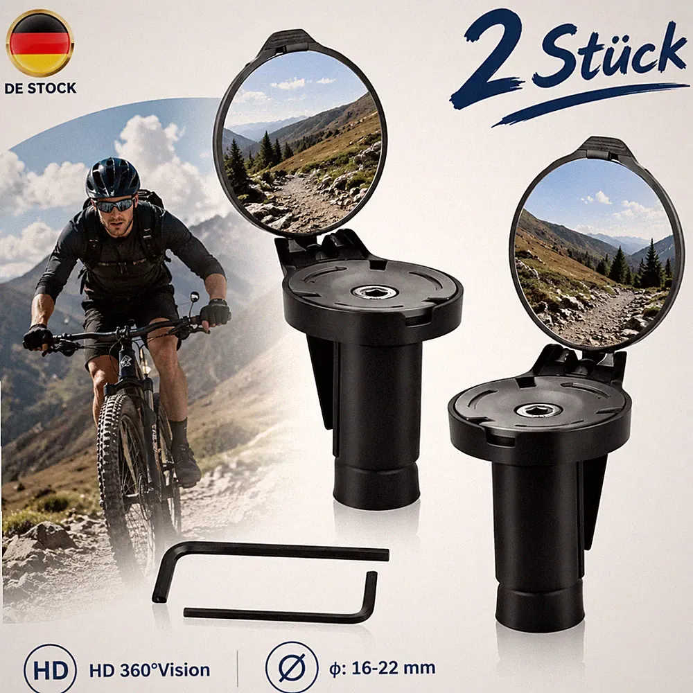2stk Rückspiegel Fahrradspiegel schwenkbar konvex klappbar E-Bike Mountainbike